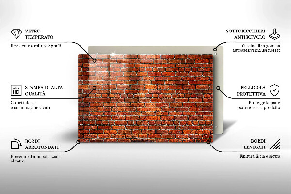 Kuchynská doska zo skla Stena z tehlovej steny