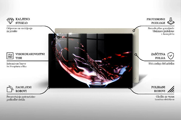 Kuchynská doska zo skla Pohárik červeného vína