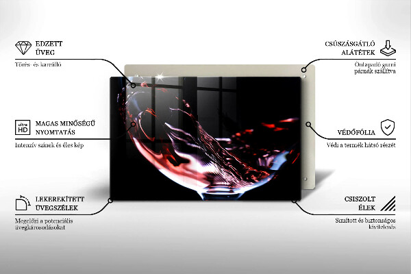 Kuchynská doska zo skla Pohárik červeného vína