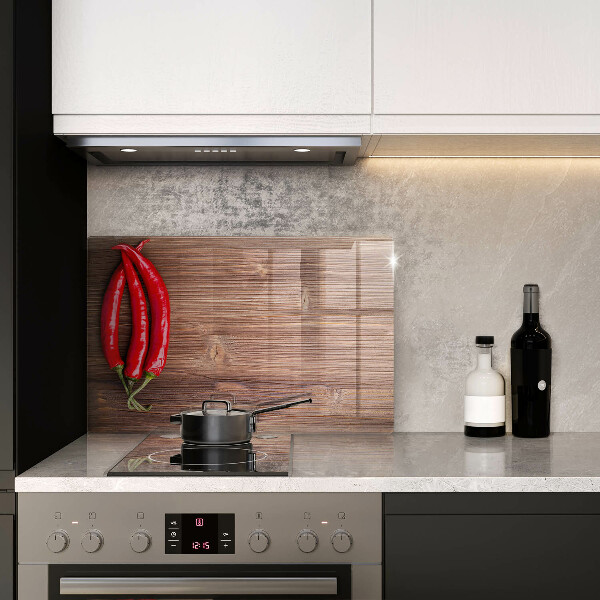 Kuchynská doska zo skla Chilli papričky na dreve