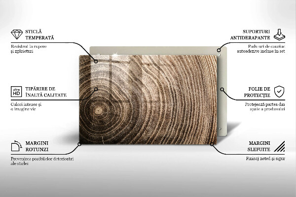 Kuchynská doska zo skla Drevené krúžky