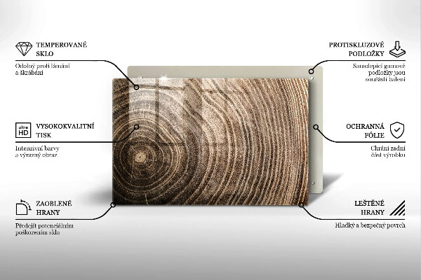 Kuchynská doska zo skla Drevené krúžky