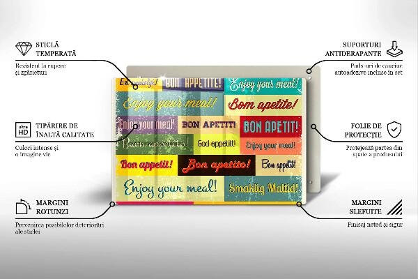 Kuchynská doska zo skla Titulky Jazyky dobrej chuti