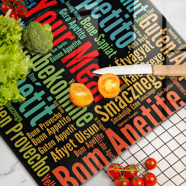 Kuchynská doska zo skla Titulky Jazyky dobrej chuti