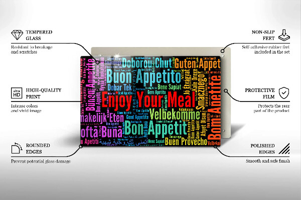 Kuchynská doska zo skla Titulky Jazyky dobrej chuti