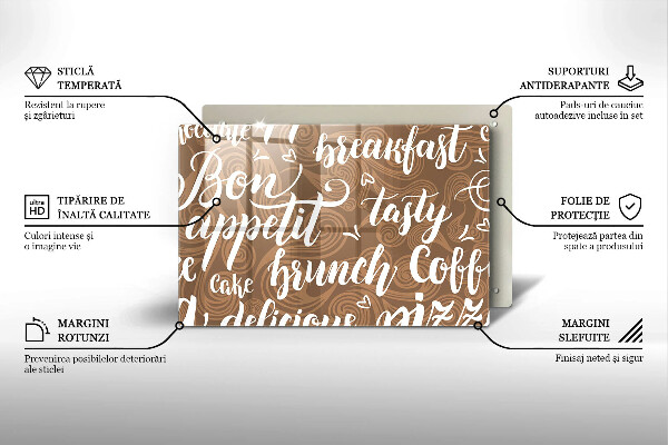 Kuchynská doska zo skla Bon appetit titulky