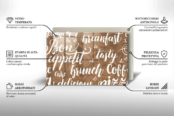 Kuchynská doska zo skla Bon appetit titulky