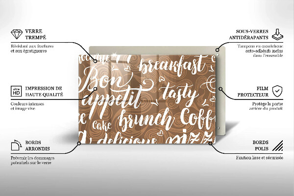 Kuchynská doska zo skla Bon appetit titulky