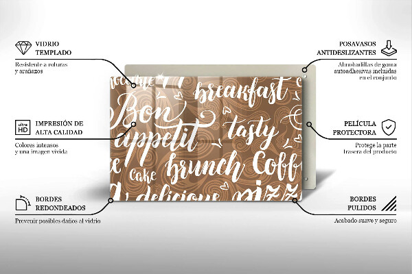Kuchynská doska zo skla Bon appetit titulky