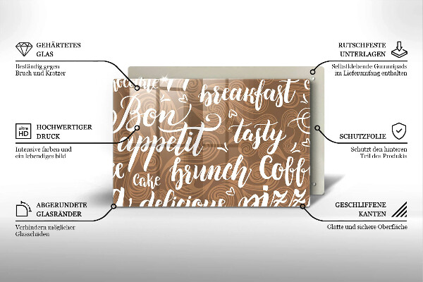 Kuchynská doska zo skla Bon appetit titulky