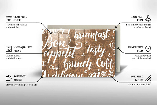 Kuchynská doska zo skla Bon appetit titulky