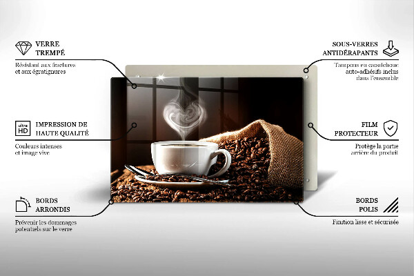 Kuchynská doska zo skla Káva a šálka