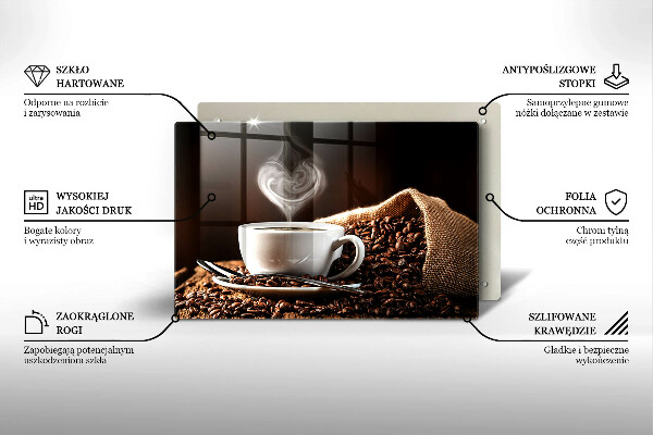 Kuchynská doska zo skla Káva a šálka