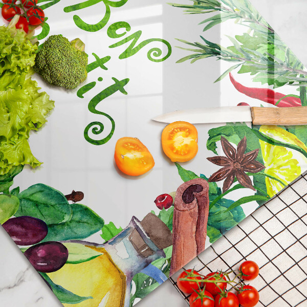 Kuchynská doska zo skla Nápis Bon Appetit