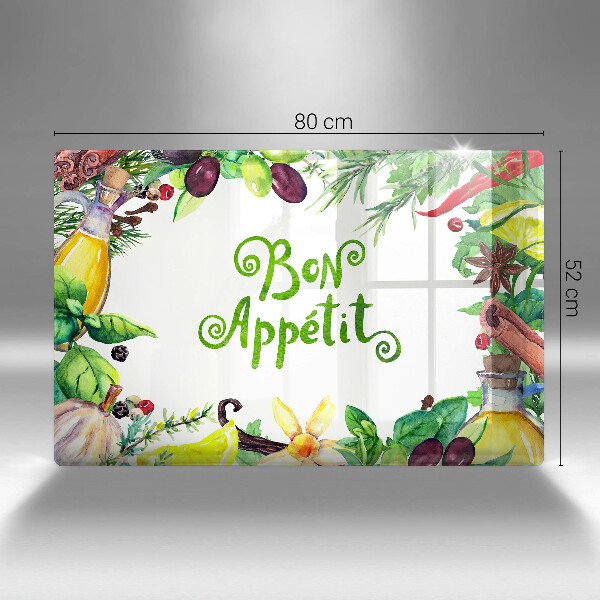 Kuchynská doska zo skla Nápis Bon Appetit