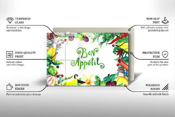 Kuchynská doska zo skla Nápis Bon Appetit