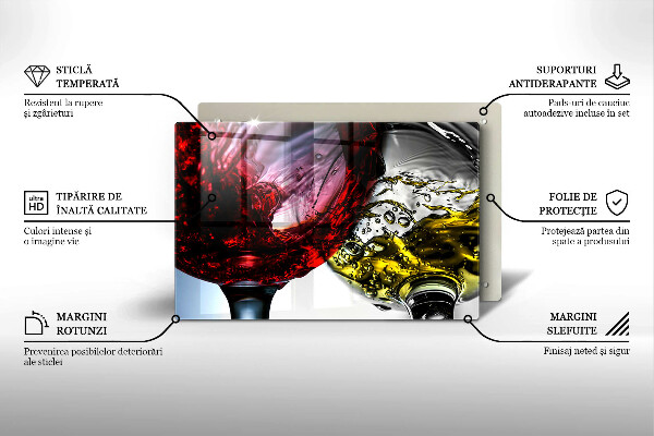 Kuchynská doska zo skla Poháre vína