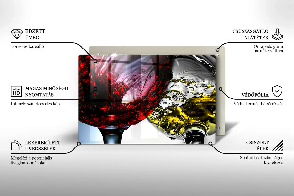 Kuchynská doska zo skla Poháre vína