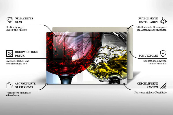 Kuchynská doska zo skla Poháre vína