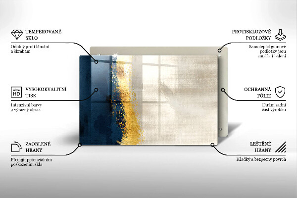 Kuchynská doska zo skla Zlatá abstrakcia