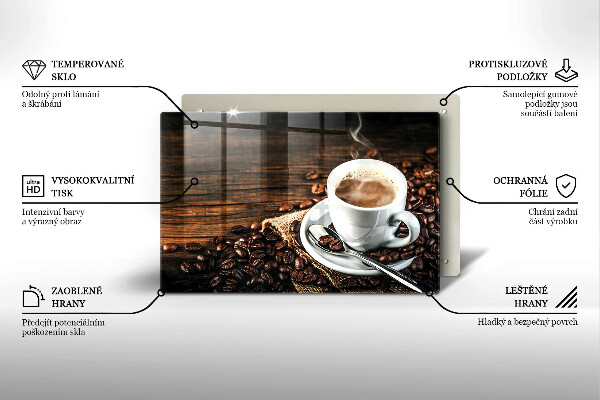 Kuchynská doska zo skla Šálka a kávové zrná