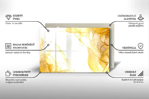 Kuchynská doska zo skla Zlatá abstrakcia