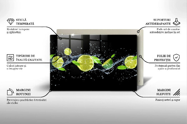 Kuchynská doska zo skla Limetková mätová voda