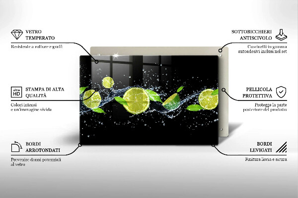Kuchynská doska zo skla Limetková mätová voda