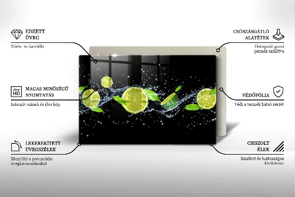 Kuchynská doska zo skla Limetková mätová voda