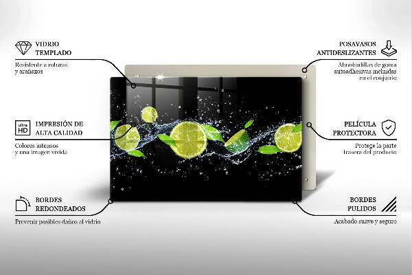 Kuchynská doska zo skla Limetková mätová voda