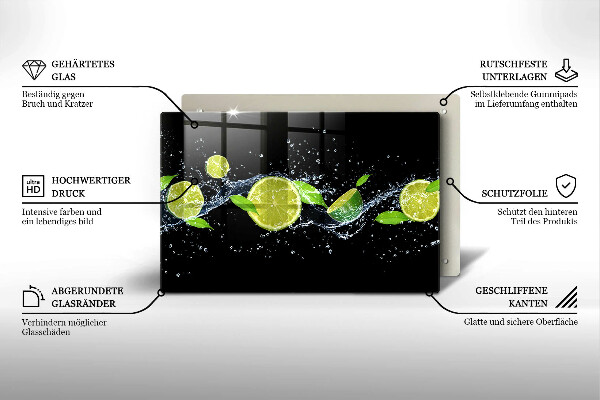 Kuchynská doska zo skla Limetková mätová voda