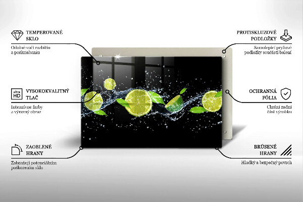 Kuchynská doska zo skla Limetková mätová voda