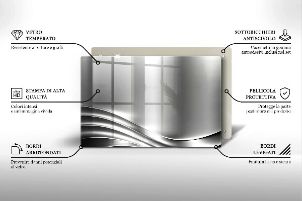 Kuchynská doska zo skla Kovová konštrukcia