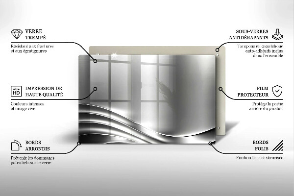 Kuchynská doska zo skla Kovová konštrukcia