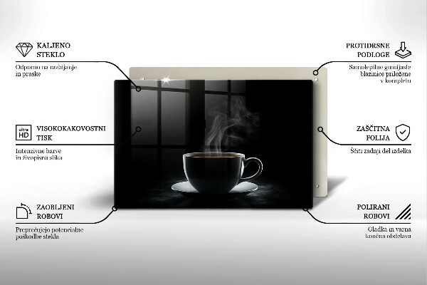 Kuchynská doska zo skla Horúca šálka kávy