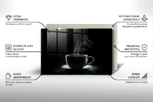 Kuchynská doska zo skla Horúca šálka kávy