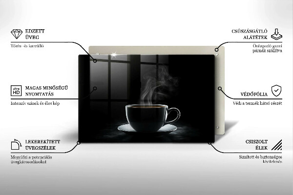 Kuchynská doska zo skla Horúca šálka kávy