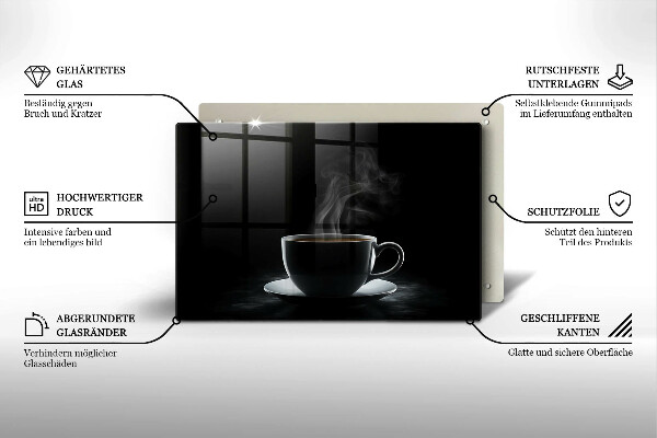 Kuchynská doska zo skla Horúca šálka kávy