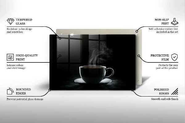 Kuchynská doska zo skla Horúca šálka kávy
