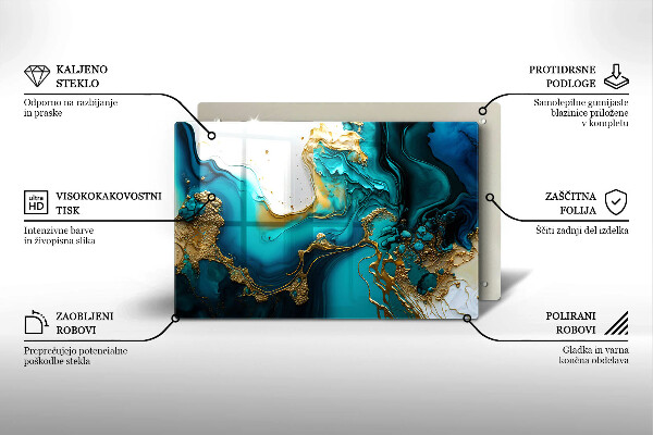 Kuchynská doska zo skla Tyrkysová abstrakcia