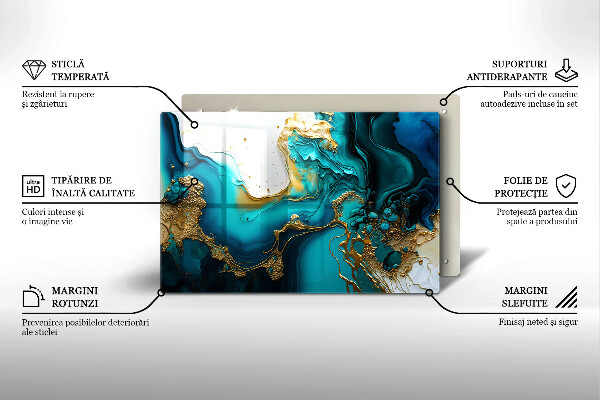 Kuchynská doska zo skla Tyrkysová abstrakcia