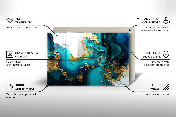 Kuchynská doska zo skla Tyrkysová abstrakcia