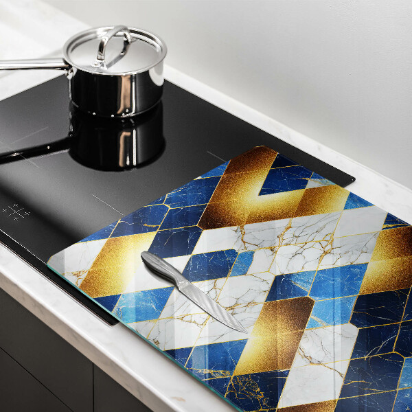 Kuchynská doska zo skla Zlaté mramorové kosoštvorce