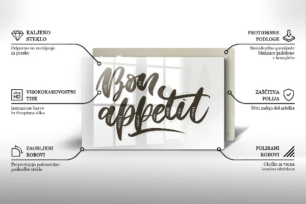 Kuchynská doska zo skla Nápis Bon Appetit