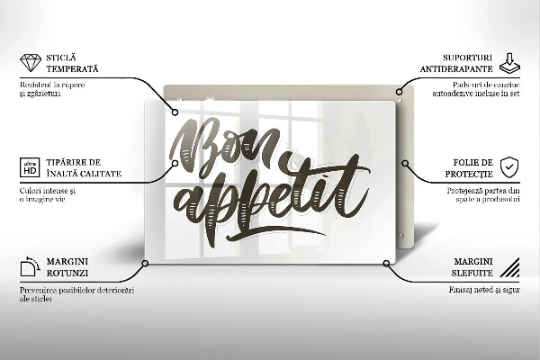 Kuchynská doska zo skla Nápis Bon Appetit