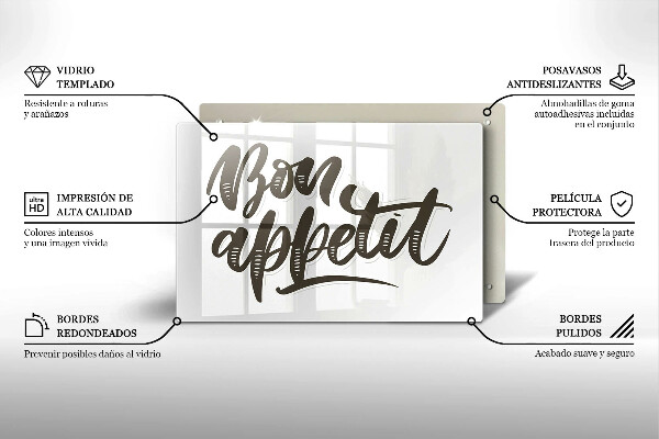 Kuchynská doska zo skla Nápis Bon Appetit