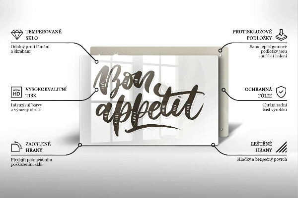 Kuchynská doska zo skla Nápis Bon Appetit