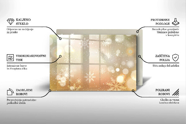 Kuchynská doska zo skla Snehové vločky