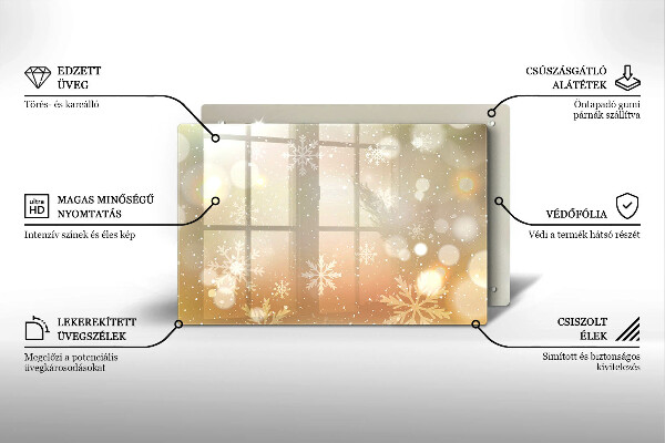 Kuchynská doska zo skla Snehové vločky