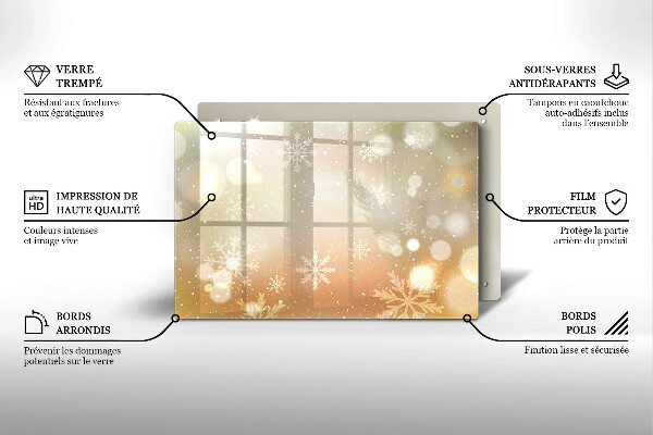 Kuchynská doska zo skla Snehové vločky